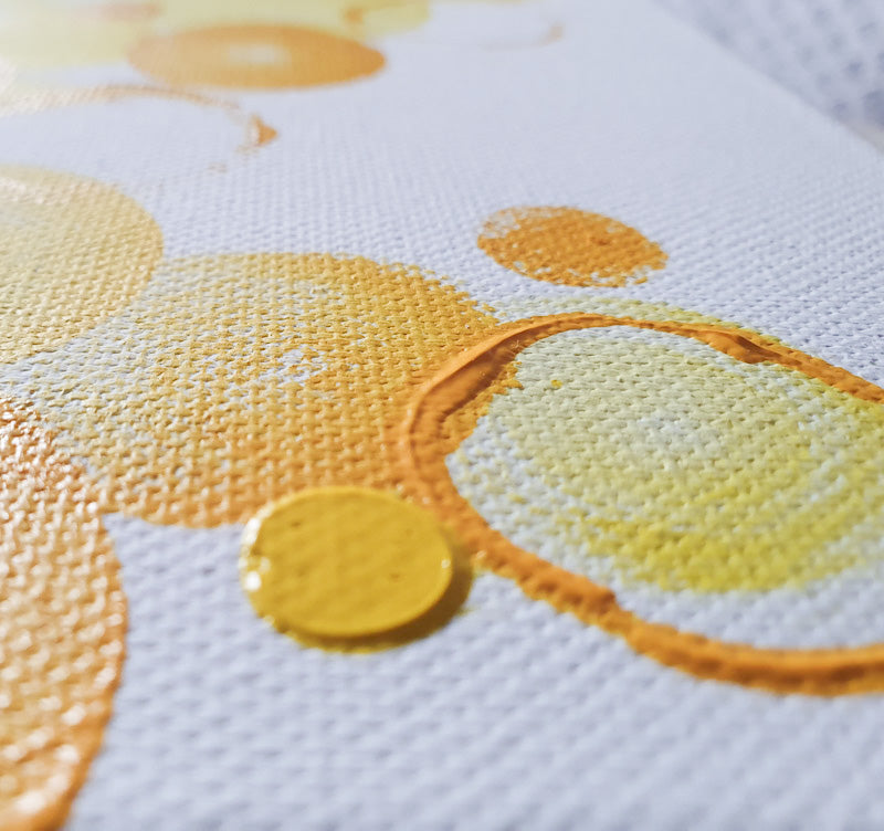 BILD `LEICHTIGKEIT`  gelb auf Premium-Leinwand 4cm. Als Auftragsarbeit, oder als limitierter Premium-Druck. Hier unten kannst du alle Infos unverbindlich erhalten - eine Preisliste, Farben und Formate. Fülle einfach das Formular aus: