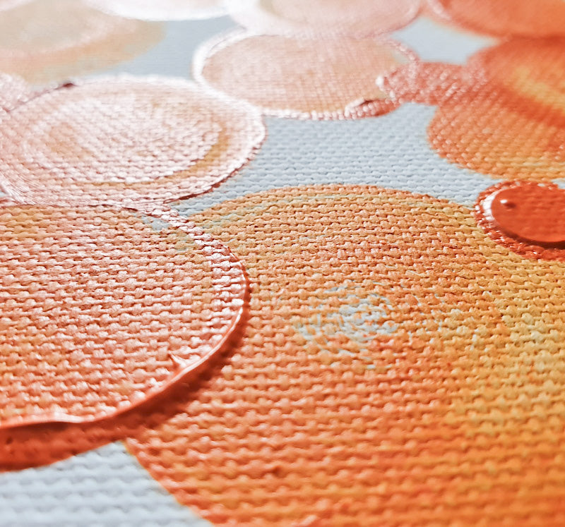 BILD `LEICHTIGKEIT`  orange auf Premium-Leinwand 4cm. Als Auftragsarbeit, oder als limitierter Premium-Druck. Hier unten kannst du alle Infos unverbindlich erhalten - eine Preisliste, Farben und Formate. Fülle einfach das Formular aus: