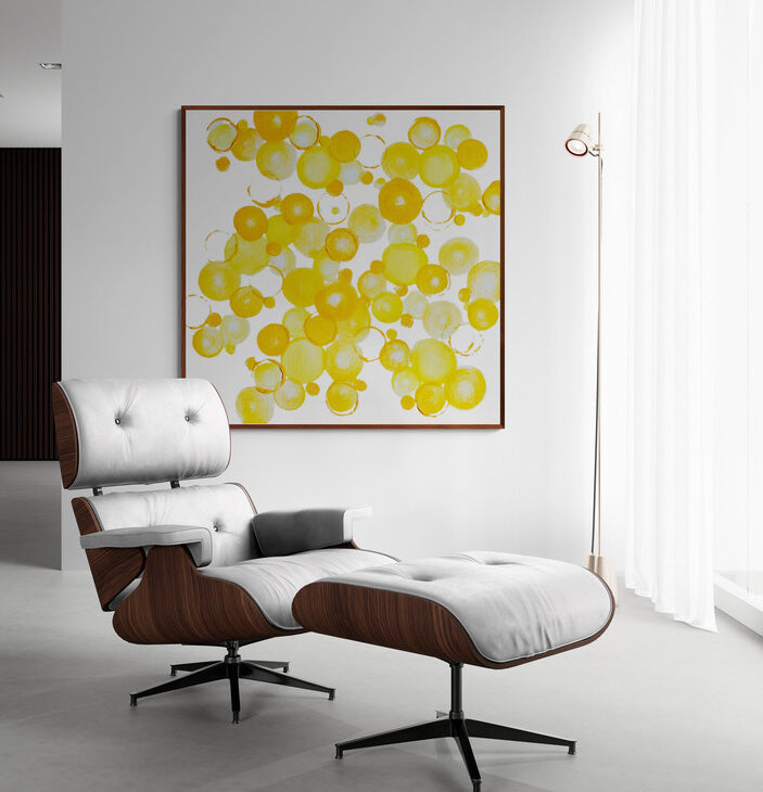 BILD `LEICHTIGKEIT`  gelb auf Premium-Leinwand 4cm. Als Auftragsarbeit, oder als limitierter Premium-Druck. Hier unten kannst du alle Infos unverbindlich erhalten - eine Preisliste, Farben und Formate. Fülle einfach das Formular aus: