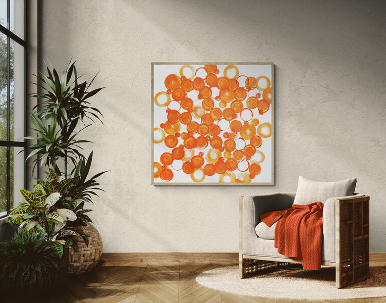 BILD `LEICHTIGKEIT`  orange auf Premium-Leinwand 4cm. Als Auftragsarbeit, oder als limitierter Premium-Druck. Hier unten kannst du alle Infos unverbindlich erhalten - eine Preisliste, Farben und Formate. Fülle einfach das Formular aus: